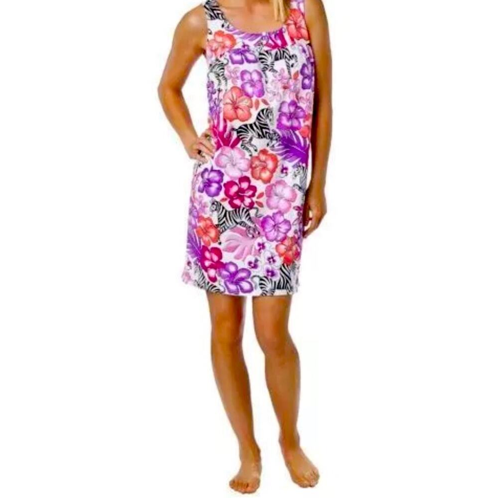 Nick &‎ Nora Zebras Chemise Hawaiian Floral Whimsy Girlhood Small